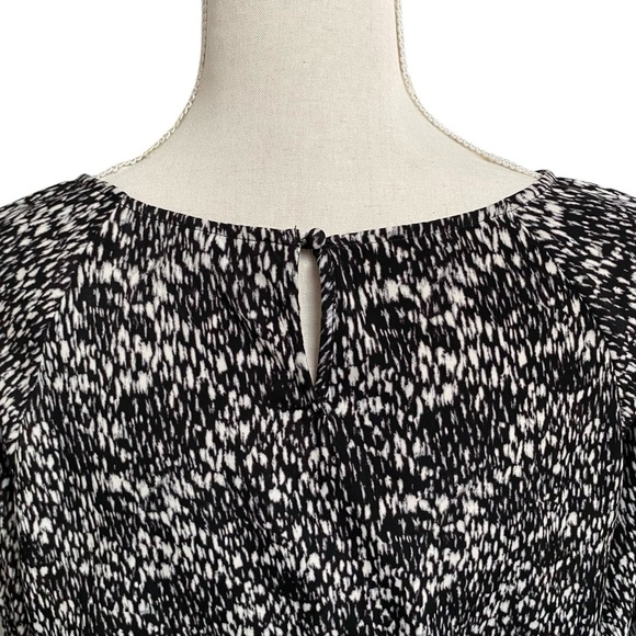 Joie Black White Printed Long Sleeve Dress Flounce Hem Elastic Waist Small - Picture 10 of 15
